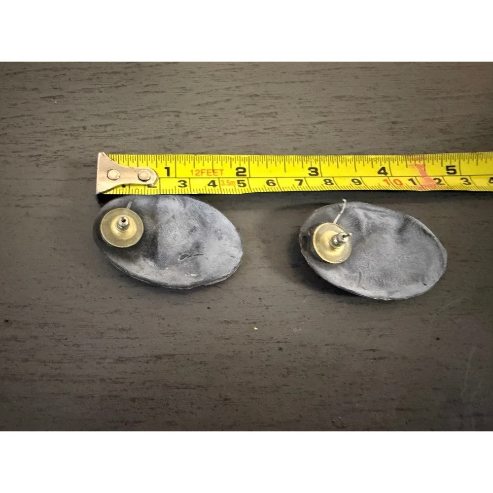 Vintage 80s Abstract Memphis Style Silver Pink Blue Oval Post Earrings Statement